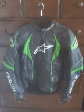 Alpinestars Black Motorcycle Jacket with Green Accents